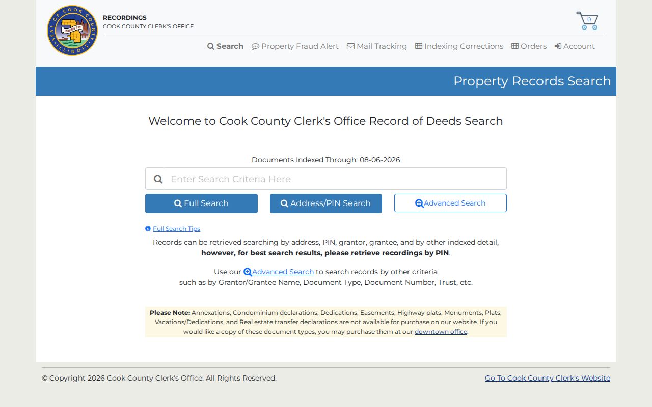 Cook County recorded documents search used for Morton Grove deeds