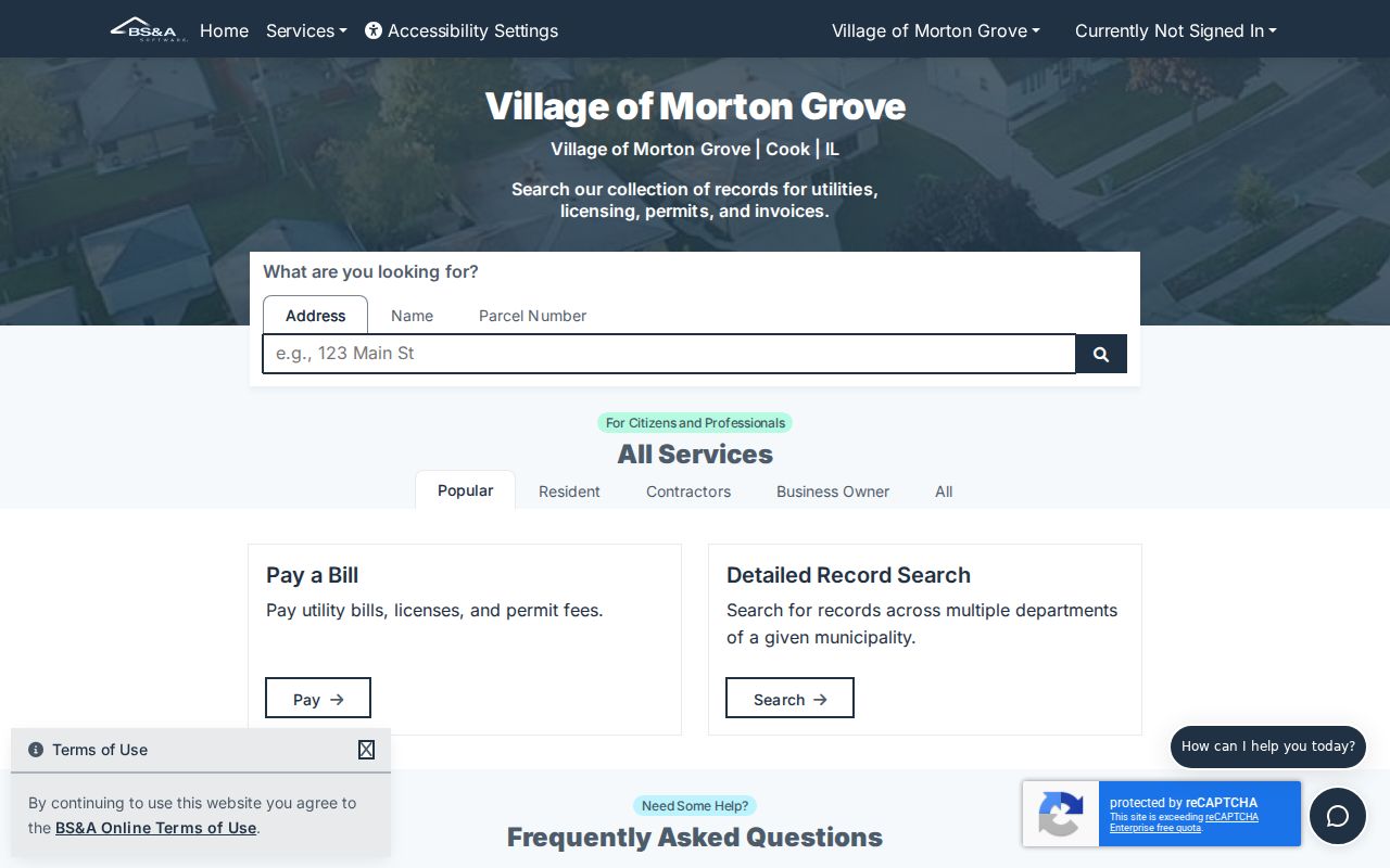 Morton Grove street directory permit records portal